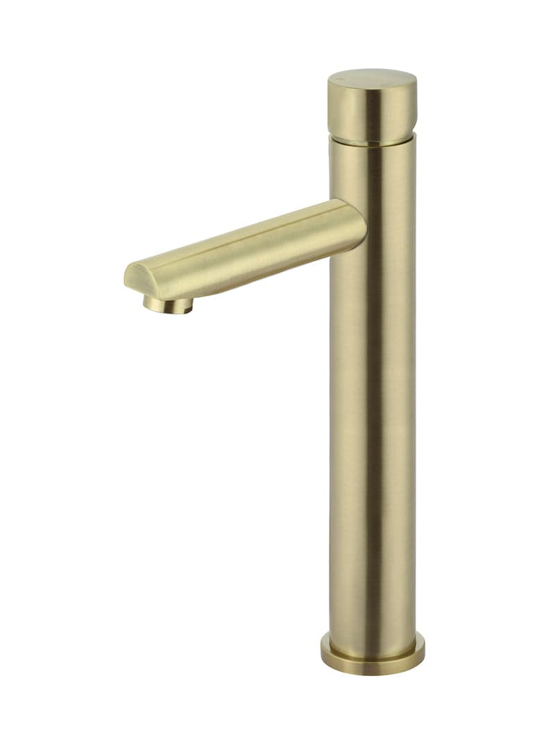 Round Pinless Tall Basin Mixer - PVD Tiger Bronze — view 1