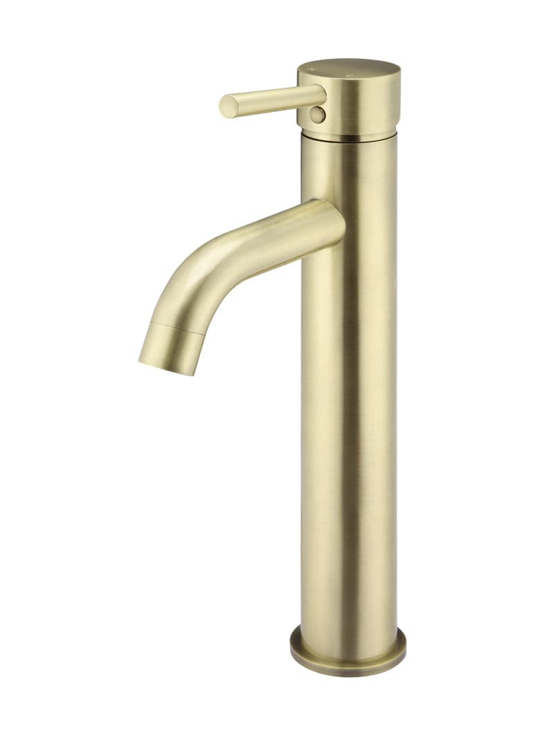 Round Tall Curved Basin Mixer - PVD Tiger Bronze — view 1