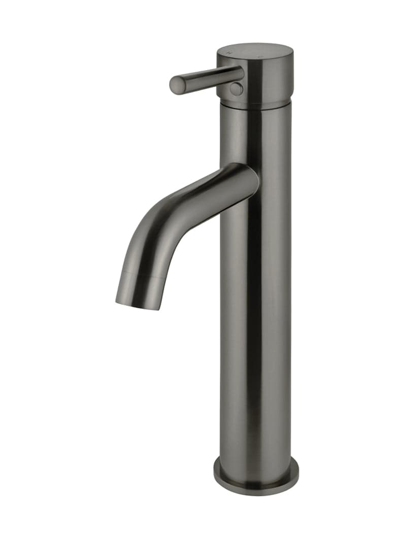 Round Tall Curved Basin Mixer - Shadow Gunmetal — view 1