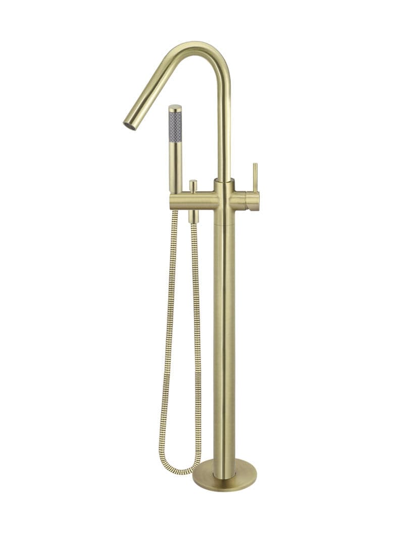 Round Freestanding Bath Spout and Hand Shower - PVD Tiger Bronze — view 1