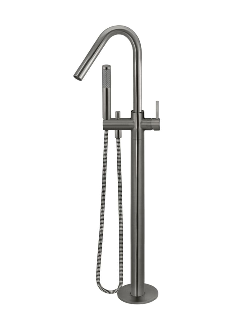 Round Freestanding Bath Spout and Hand Shower - Shadow Gunmetal — view 1