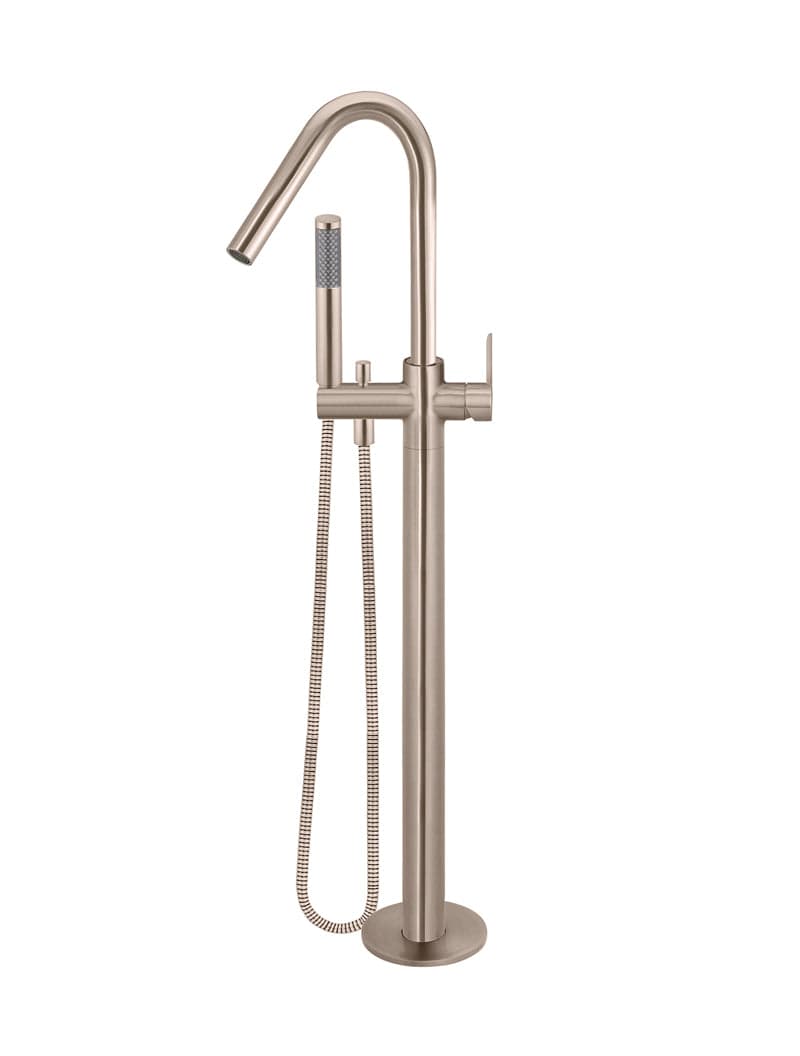 Round Paddle Freestanding Bath Spout and Hand Shower - Champagne — view 1