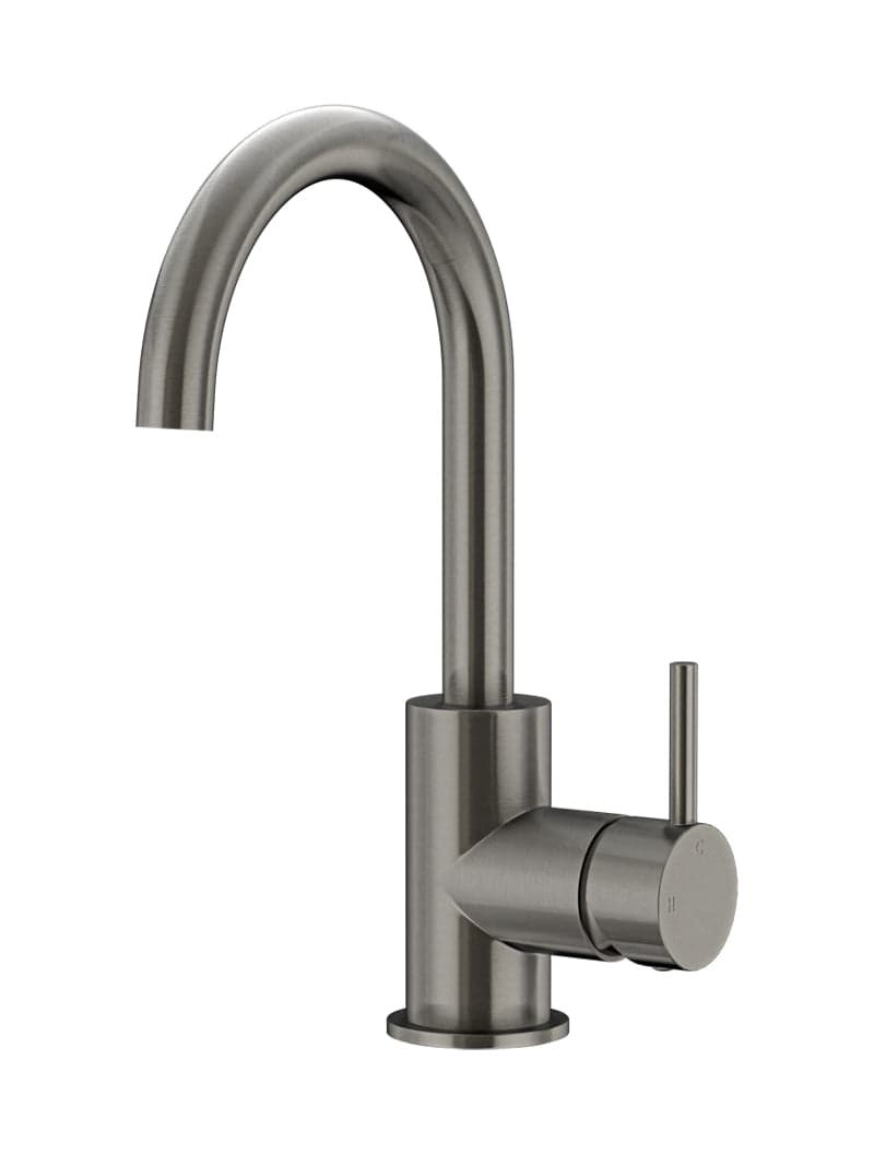 Round Gooseneck Basin Mixer with Cold Start - Shadow Gunmetal — view 1