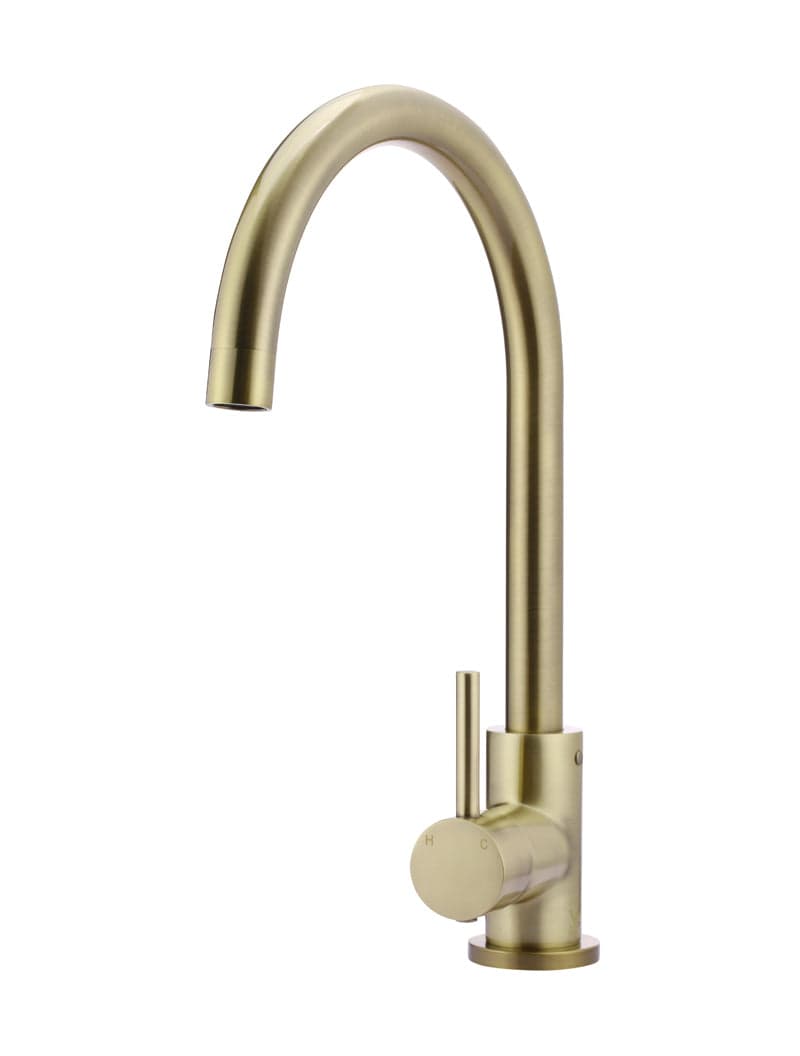 Round Gooseneck Kitchen Mixer Tap - PVD Tiger Bronze — view 1