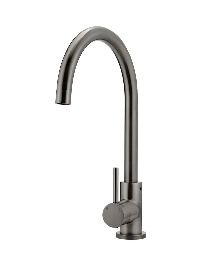 Round Gooseneck Kitchen Mixer Tap - Shadow Gunmetal — view 1