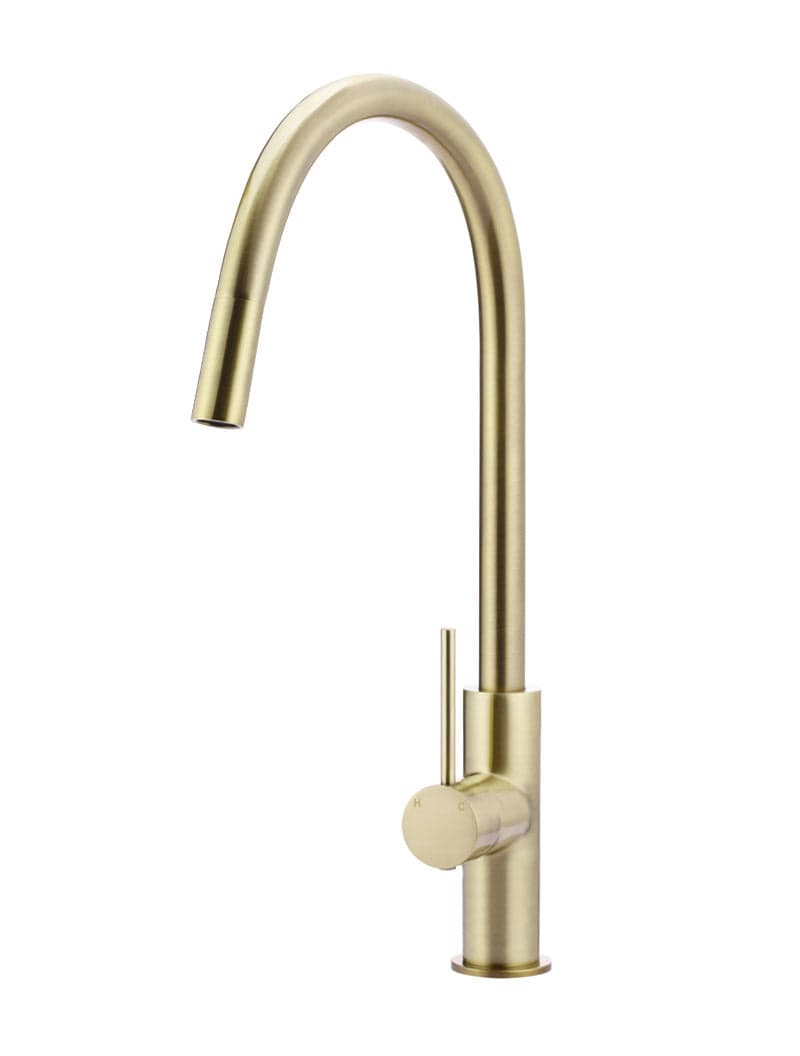 Round Piccola Pull Out Kitchen Mixer Tap - PVD Tiger Bronze — view 1