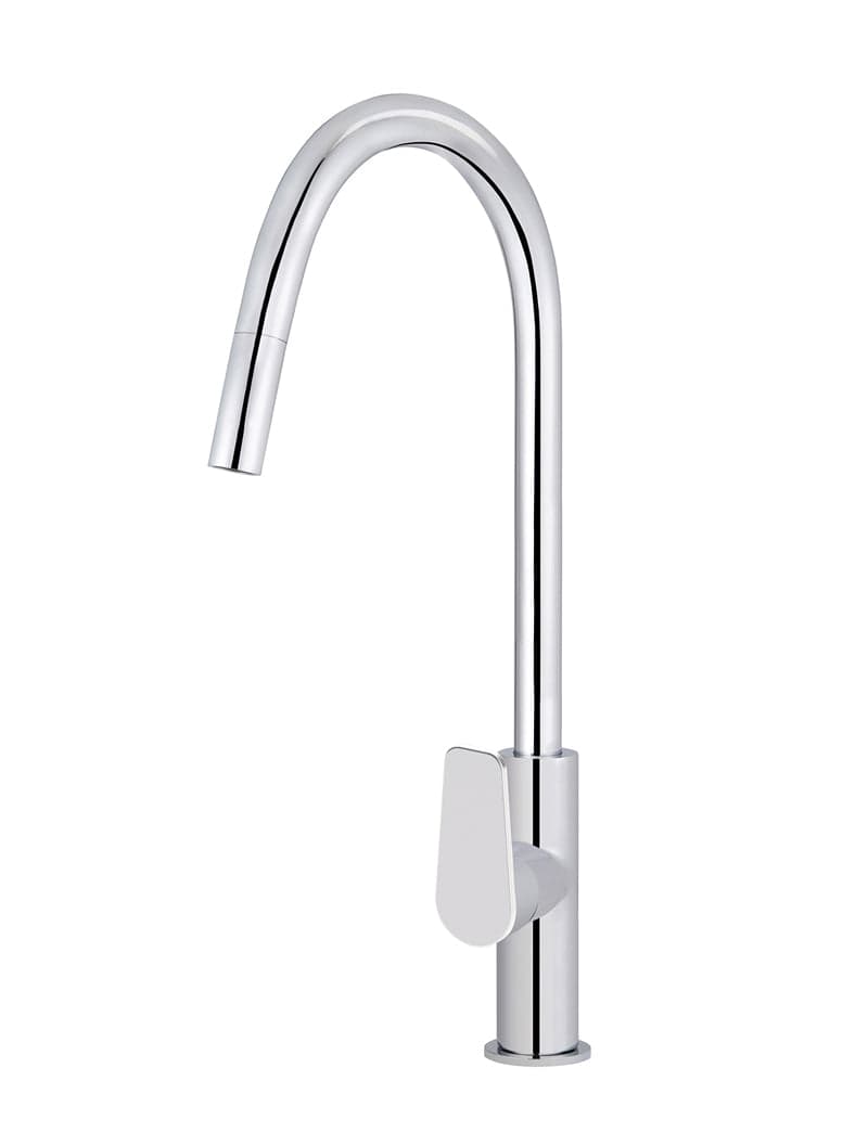 Round Paddle Piccola Pull Out Kitchen Mixer Tap - Polished Chrome — view 1