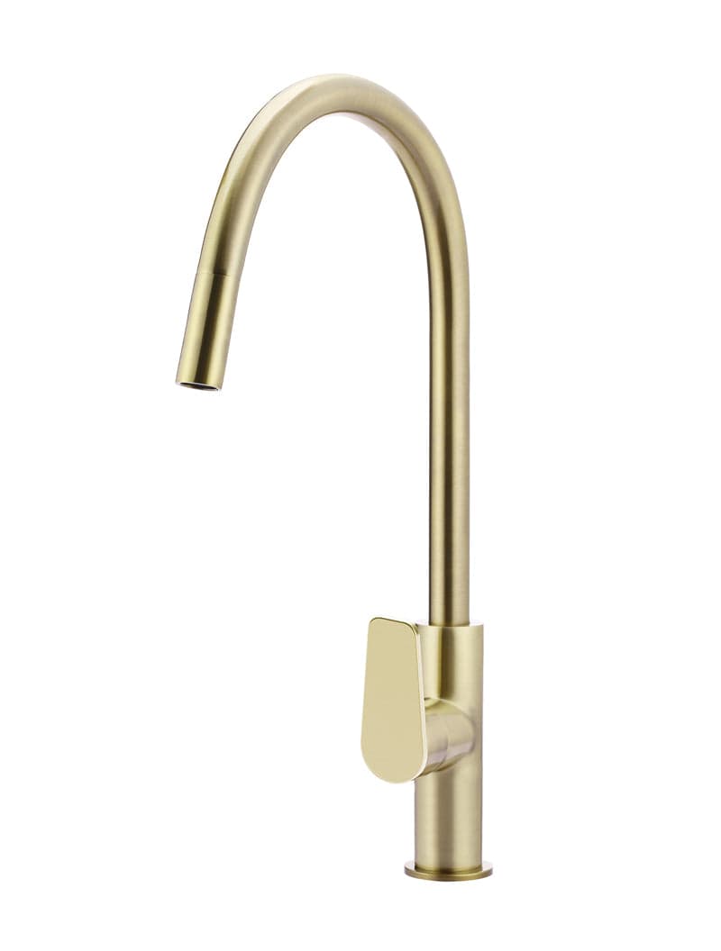 Round Paddle Piccola Pull Out Kitchen Mixer Tap - PVD Tiger Bronze — view 1
