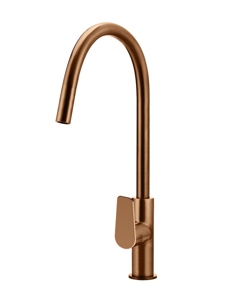 Round Paddle Piccola Pull Out Kitchen Mixer Tap - Lustre Bronze — view 1