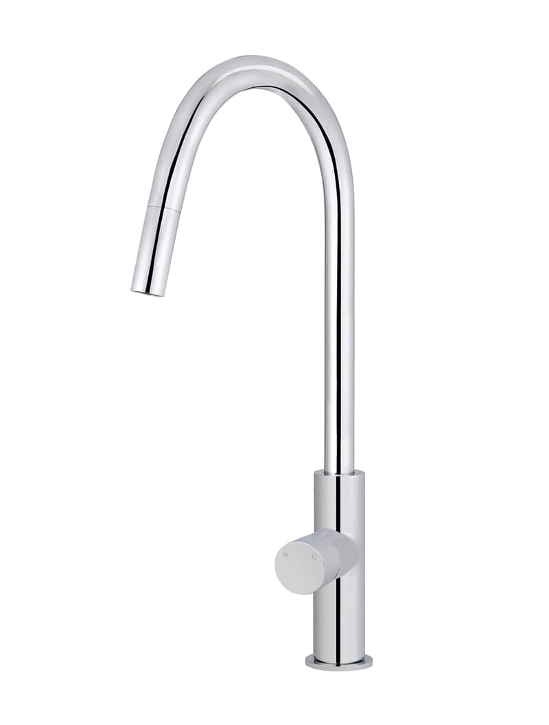 Round Pinless Piccola Pull Out Kitchen Mixer Tap - Polished Chrome — view 1