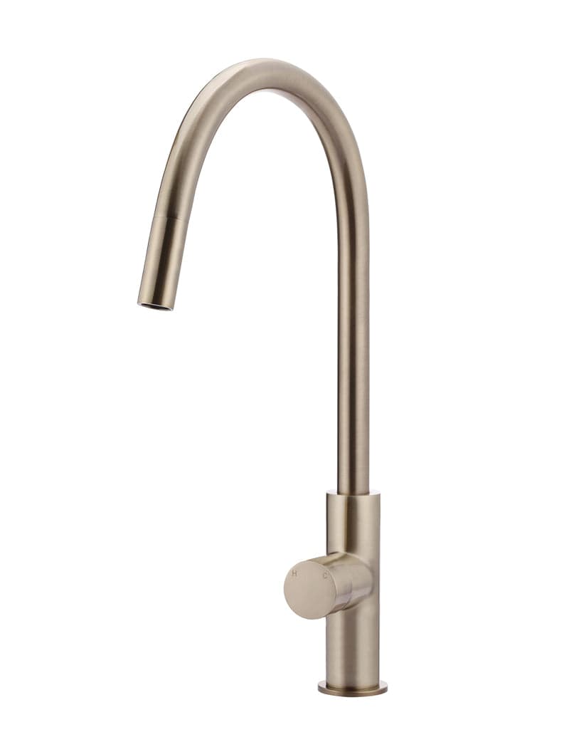 Round Pinless Piccola Pull Out Kitchen Mixer Tap - Champagne — view 1