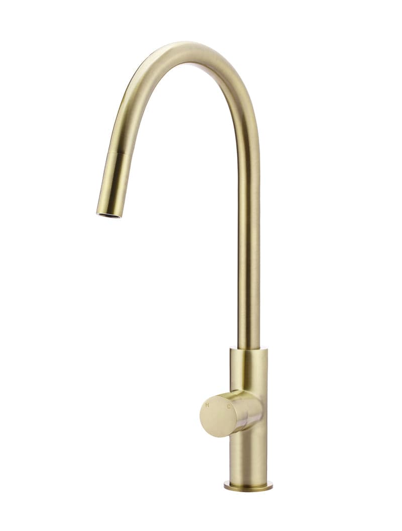 Round Pinless Piccola Pull Out Kitchen Mixer Tap - PVD Tiger Bronze — view 1
