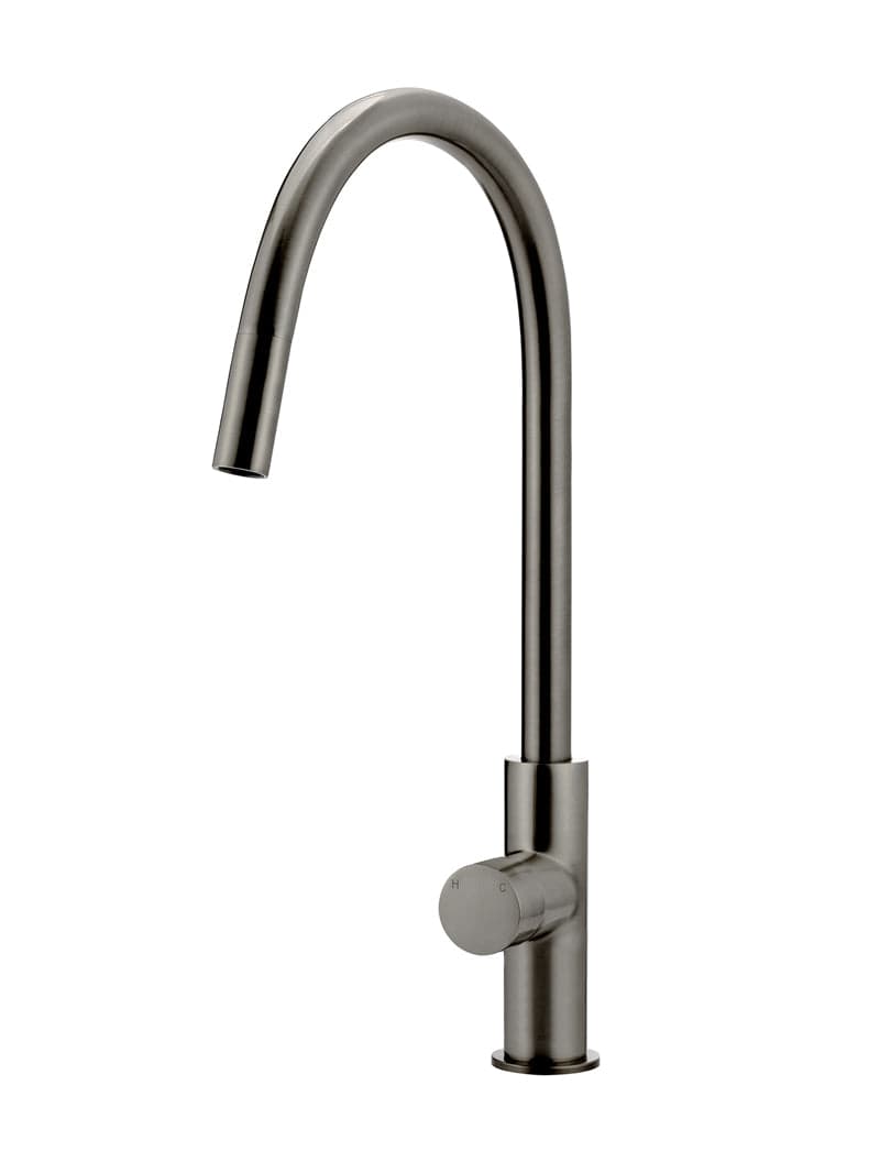 Round Pinless Piccola Pull Out Kitchen Mixer Tap - Shadow Gunmetal — view 1