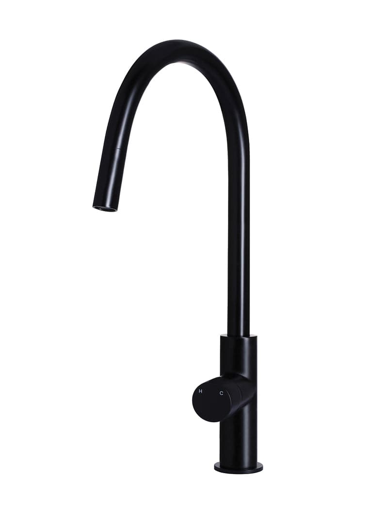 Round Pinless Piccola Pull Out Kitchen Mixer Tap - Matte Black — view 1