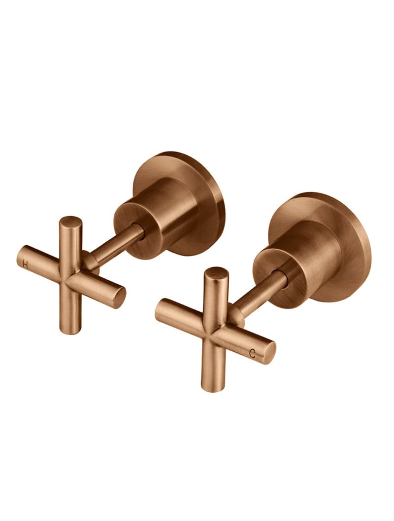 Round Cross Handle Jumper Valve Wall Top Assemblies - Lustre Bronze — view 1
