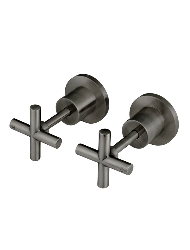 Round Cross Handle Jumper Valve Wall Top Assemblies - Shadow Gunmetal — view 1