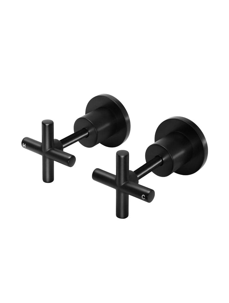 Round Cross Handle Jumper Valve Wall Top Assemblies - Matte Black — view 1