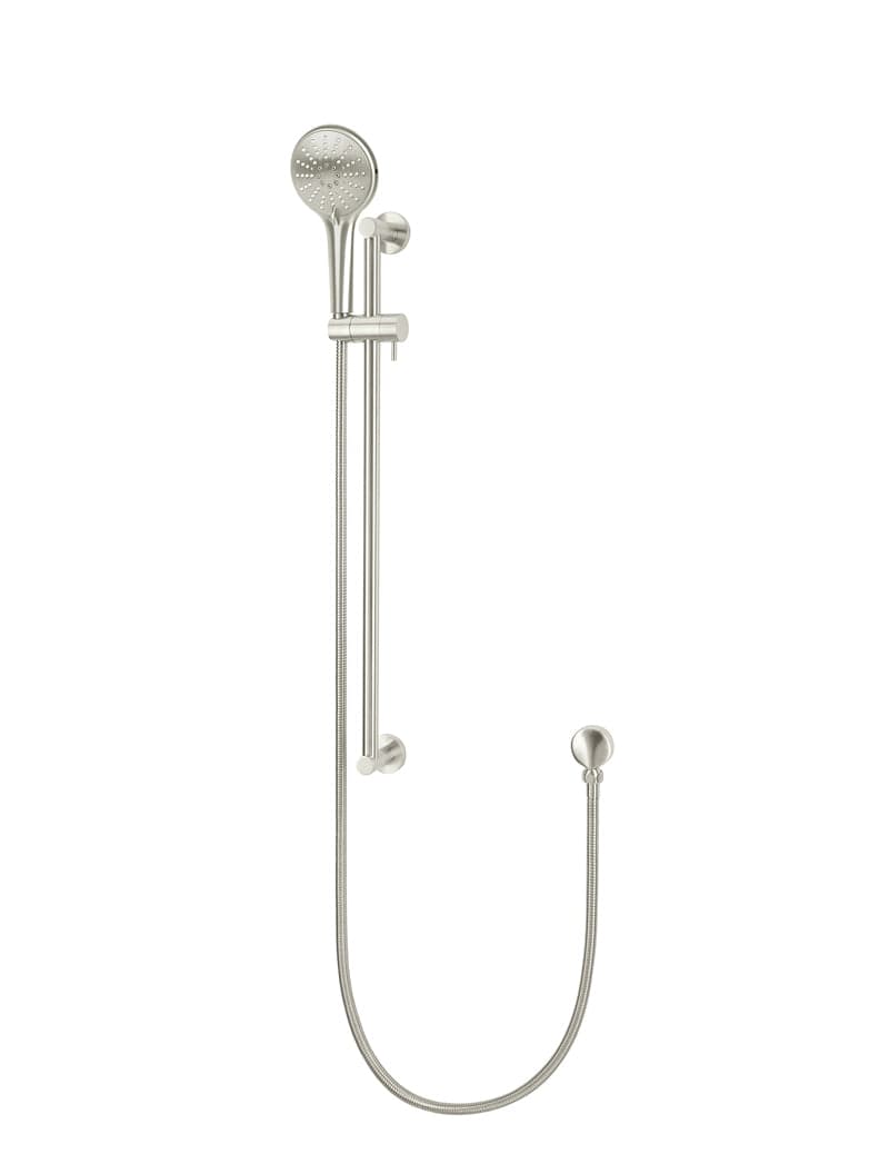 Round Three Function Hand Shower on Rail Column - PVD Brushed Nickel — view 1