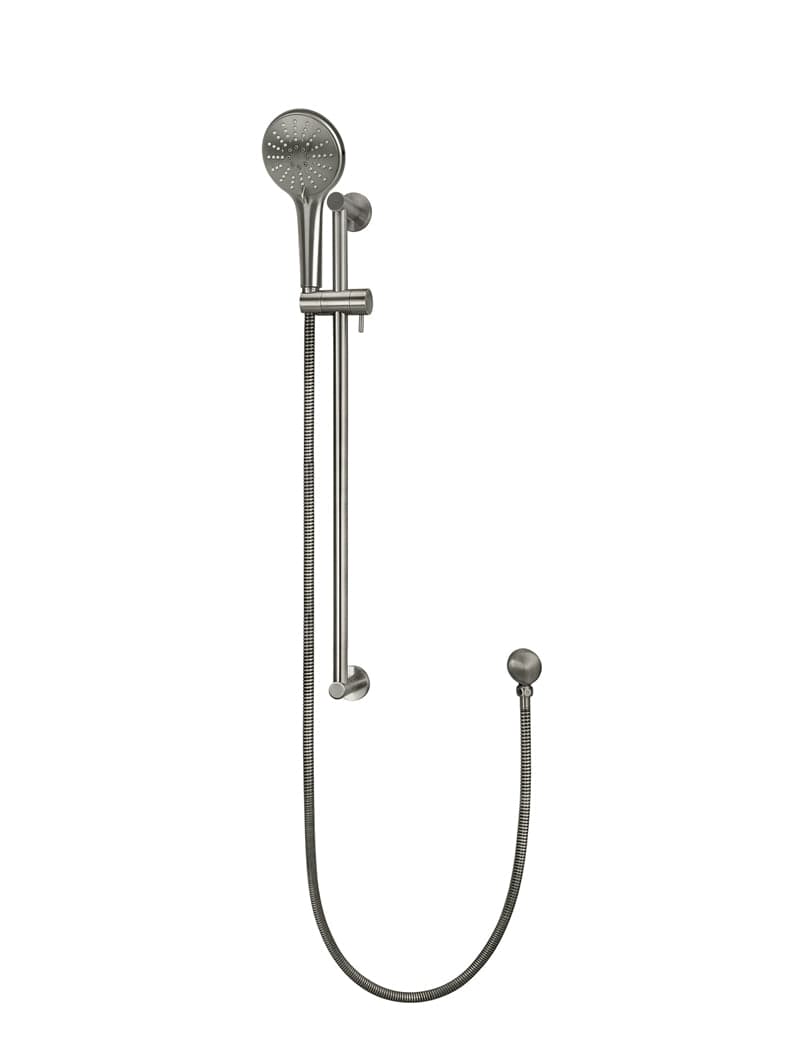 Round Three Function Hand Shower on Rail Column - Shadow Gunmetal — view 1