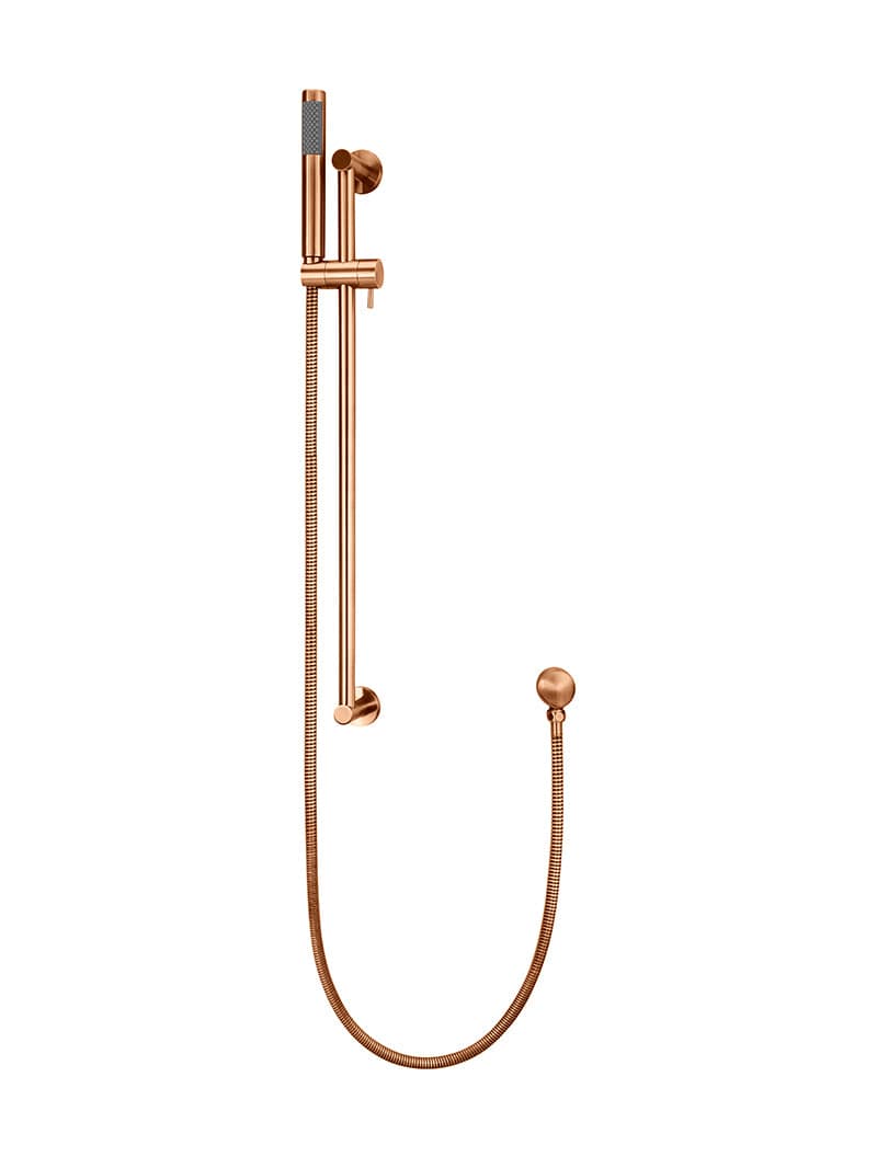 Round Hand Shower on Rail Column - Lustre Bronze — view 1