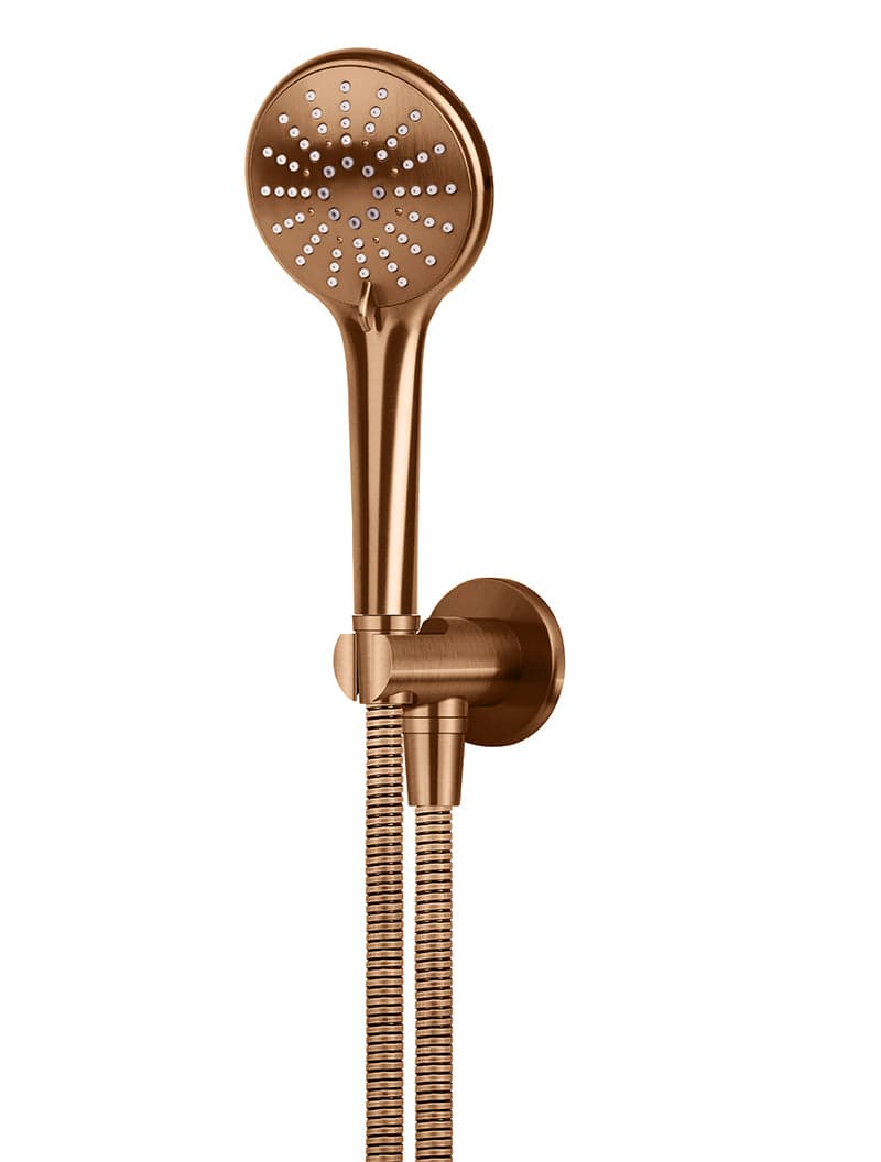 Round Three Function Hand Shower on Fixed Bracket - Lustre Bronze — view 1