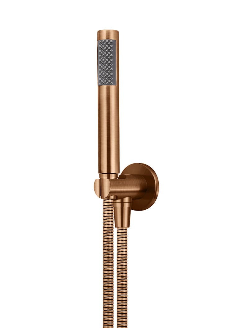 Round Hand Shower on Fixed Bracket - Lustre Bronze — view 1
