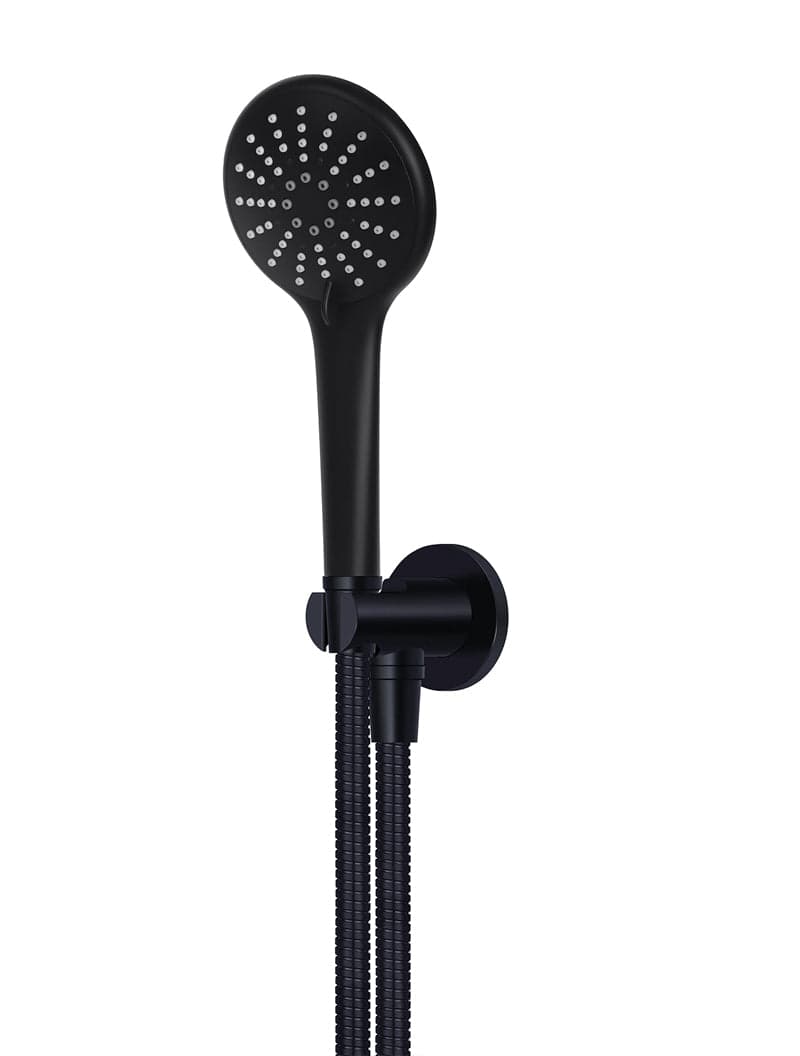 Round Three Function Hand Shower on Fixed Bracket - Matte Black — view 1