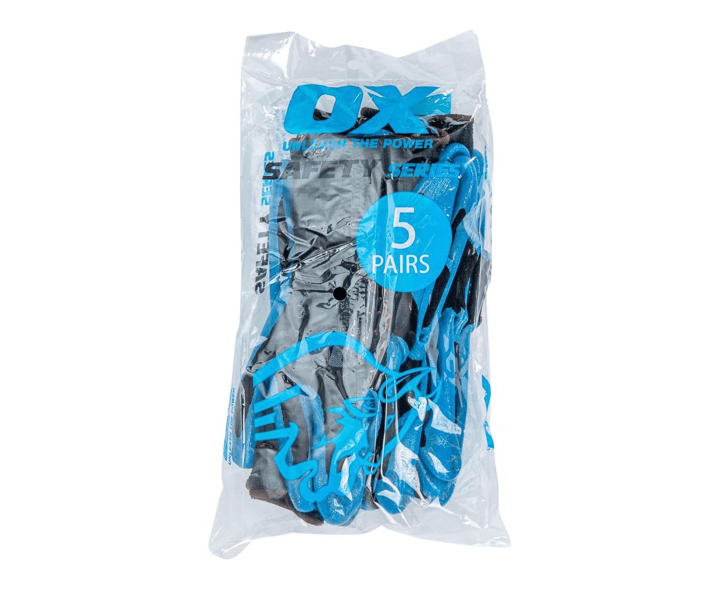 OX Polyester Lined Nitrile Glove 5 pk (size 9) — view 1