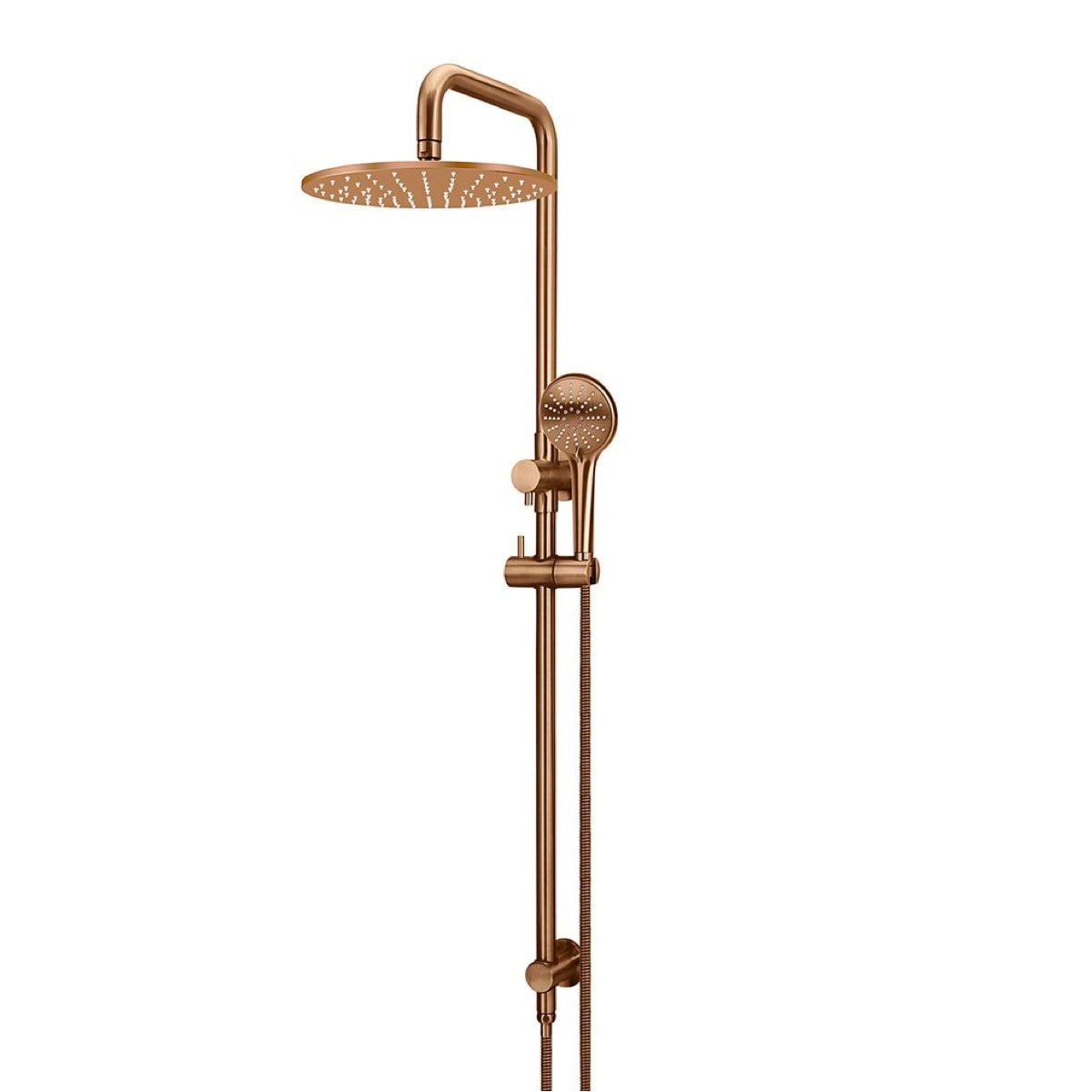 Meir Round Combination Shower Rail, 200mm Rose, Three-Function Hand Shower